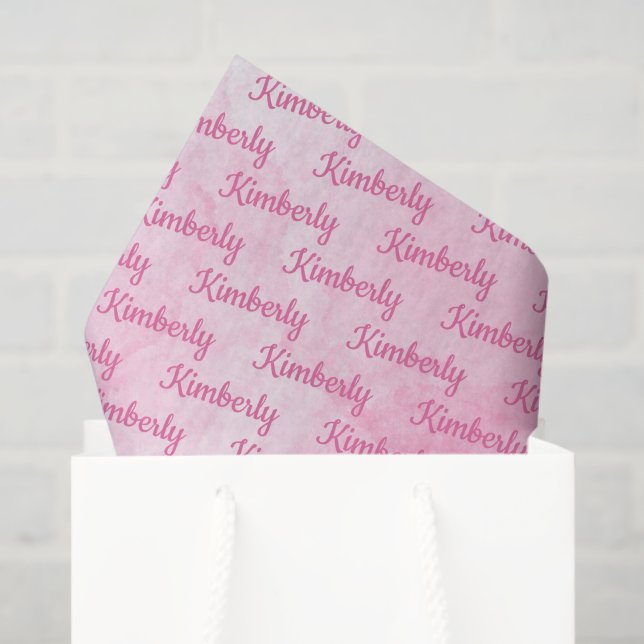 Papel De Seda Nombre personalizado rosa personalizado (Bolsa de regalo)