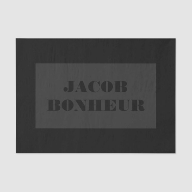 Papel De Seda Nombre profesional moderno | Gris oscuro y negro (Anverso)