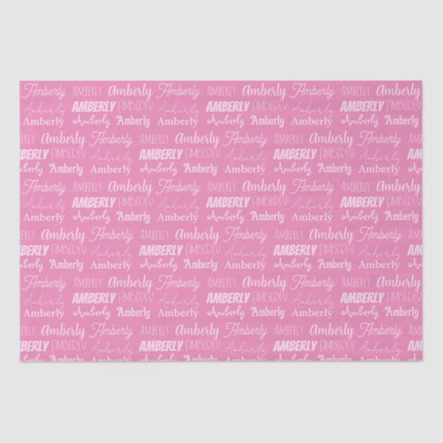 Papel De Seda Nombre Rosa Personalizado Cute Fonts Collage Cumpl (Anverso)