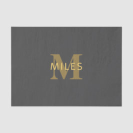 Papel De Seda Nombre y monograma de estilo | Oro y gris oscuro