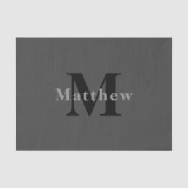 Papel De Seda Nombre y monograma | Gris oscuro