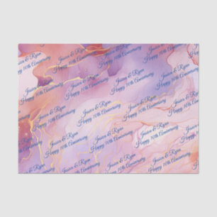Papel De Seda Nombres Cualquier Aniversario Peach Peach Gold W/C