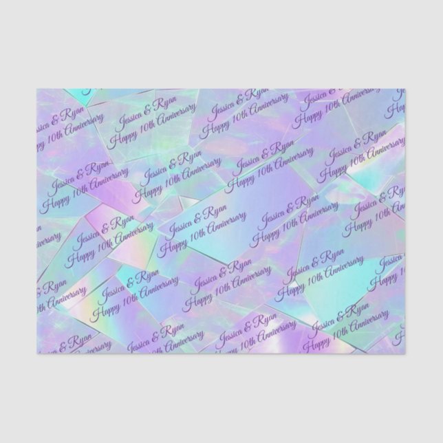 Papel De Seda Nombres de cualquier año de aniversario PurpleScri (Anverso)