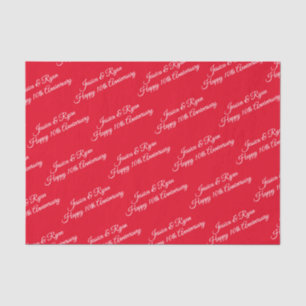 Papel De Seda Nombres DIY, Año Aniversario, Guión Blanco, Rojo