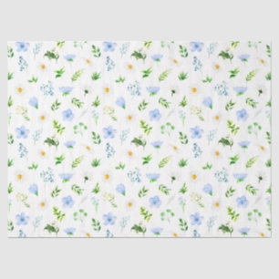 Papel De Seda Nomeolvides y margaritas con patrón de follaje