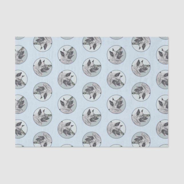 Papel De Seda Noruego Elkhound y Village Pintando Arte Perro (Anverso)