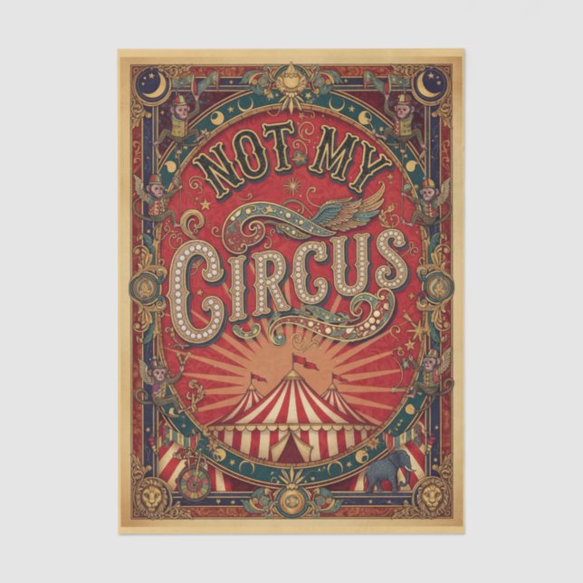 Papel De Seda Not My Circus! Ringmaster Red and Gold  (Anverso)