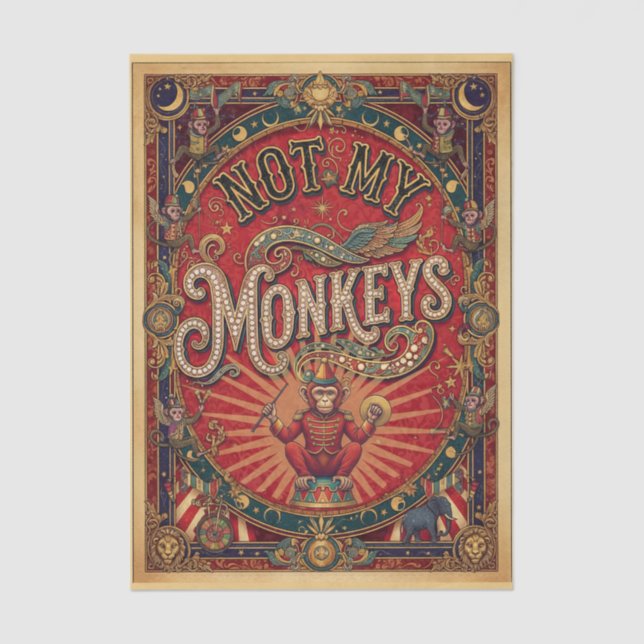 Papel De Seda Not My Monkeys! Ringmaster, Red and Gold (Anverso)