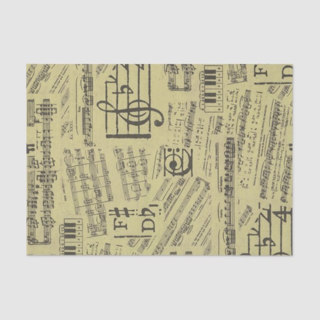 Papel De Seda Nota musical antigua de época Músico de patrón (Anverso)