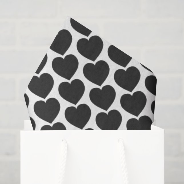 Papel De Seda Notas de amor de corazón negro Duelo (Bolsa de regalo)