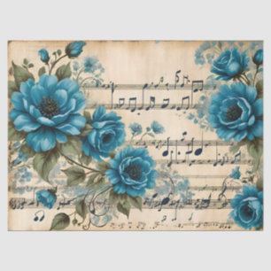 Papel De Seda Notas de música de baile vintage diseño floral dec