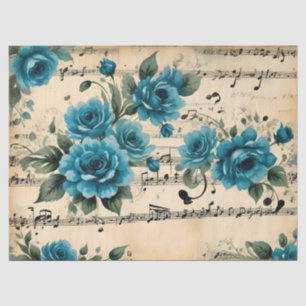 Papel De Seda Notas de Música de Baile Vintage Diseño Floral Dec
