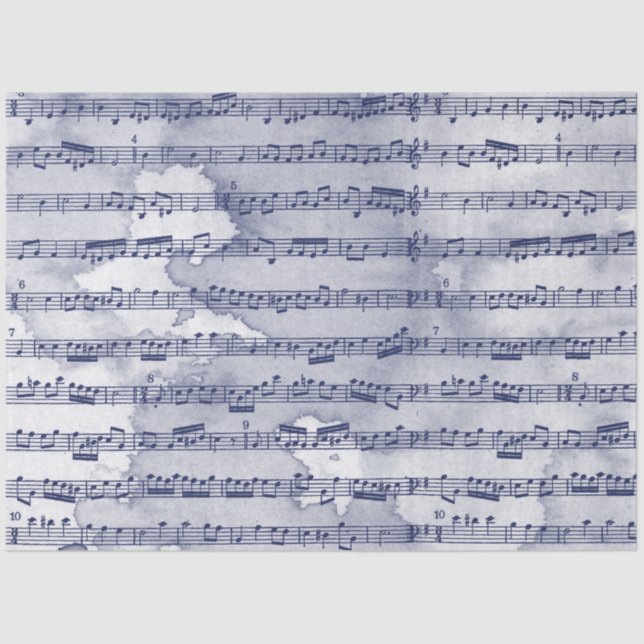 Papel De Seda Notas musicales acuarela (Anverso)