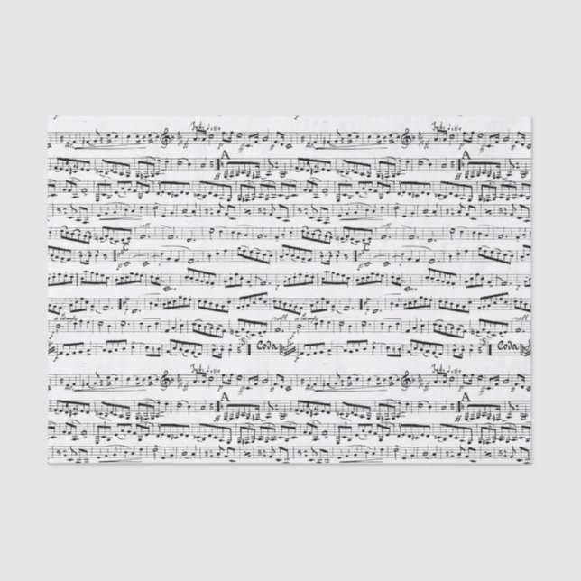 Papel De Seda Notas musicales blancos y negros (Anverso)