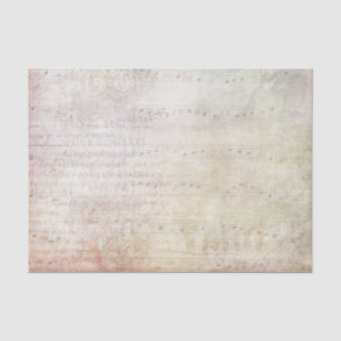 Papel De Seda Notas musicales de estilo victoriano y flores fals