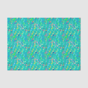 Papel De Seda Notas musicales impresas - turquesa, multi