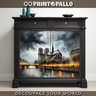 Papel De Seda Notre Dame de París, noche tormentosa y procesión