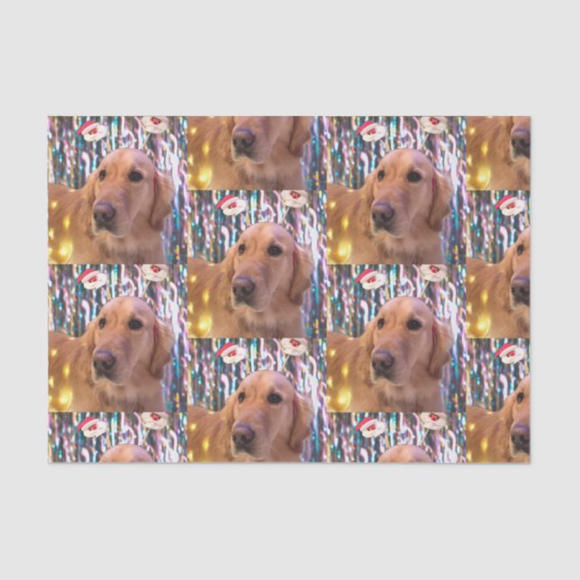 Papel De Seda Nova los Santa Navidades de Golden Retriever (Anverso)