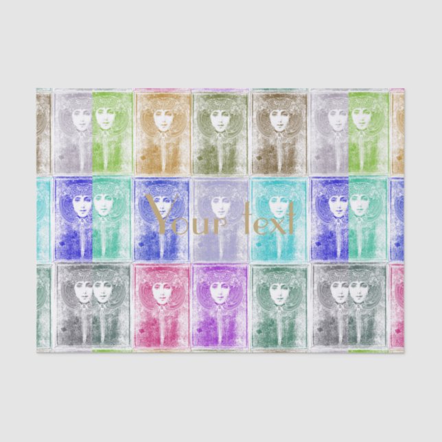 Papel De Seda Noveau de arte, hembras,rediseñado,collages,V (Anverso)