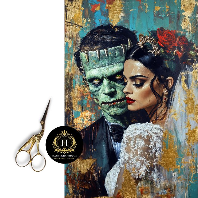 Papel De Seda Novia de la pareja boda de Frankenstein Decoupage (Subido por el creador)