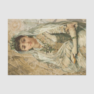 Papel De Seda Novia del Día de la Boda Vintage en el Velo y Guan