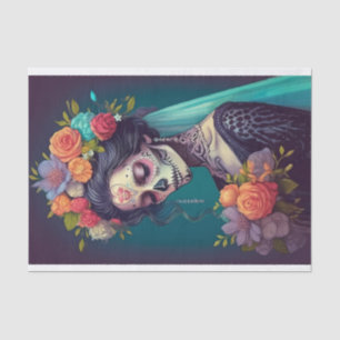 Papel De Seda Novia gótica en lágrimas solitarias,