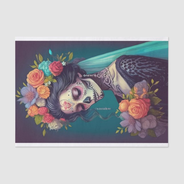 Papel De Seda Novia gótica en lágrimas solitarias, (Anverso)