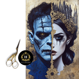 Papel De Seda Novia Gótica Reina Monstruo de Frankenstein Deoupa