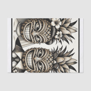 Papel De Seda Novia y Groom Aloha Pineapple Tiki Head Boda