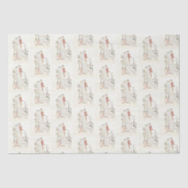 Papel De Seda Novia y Novio Vintage Decoupage de Boda sobre Crem