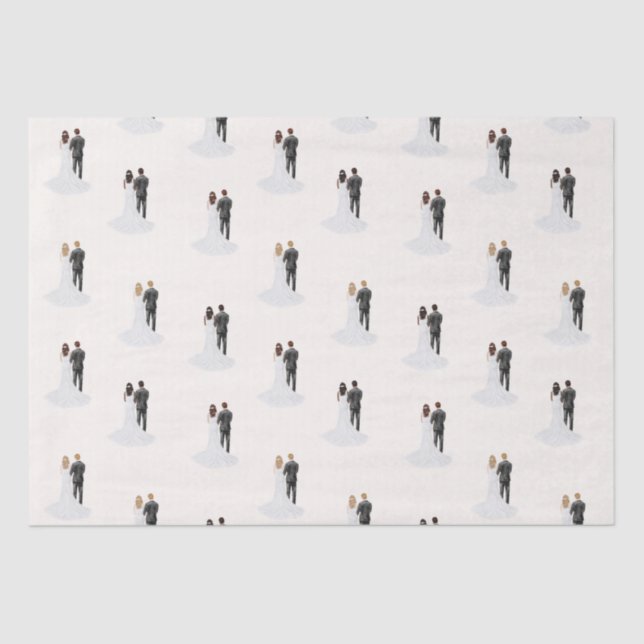 Papel De Seda Novio y Novia Acuarela Para Despedida de Soltera d (Anverso)