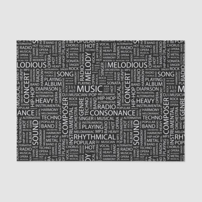 Papel De Seda Nube de la palabra del modelo de la MÚSICA (Anverso)