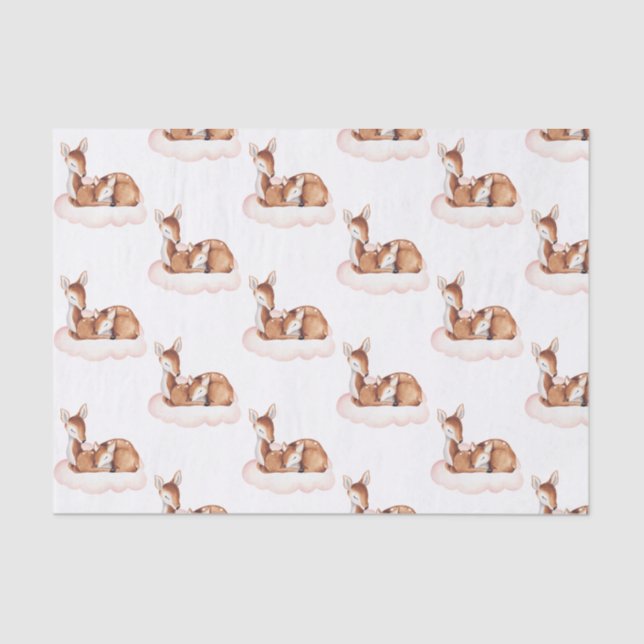 Papel De Seda Nube rosa de Deer de Acuarela (Anverso)