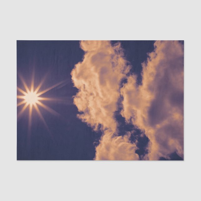 Papel De Seda Nubes Blancas Cielo Azul Atardecer Hermoso (Anverso)