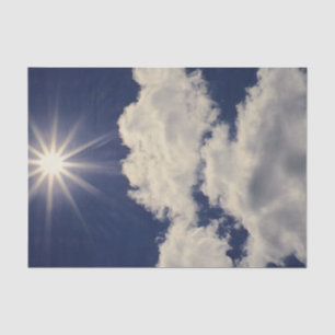 Papel De Seda Nubes Blancas Cielo Azul Sol Hermoso