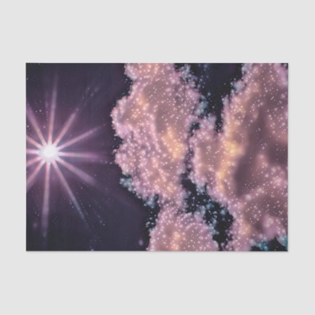 Papel De Seda Nubes Blue Purple Sky Sunset Galaxia Estrellas (Anverso)