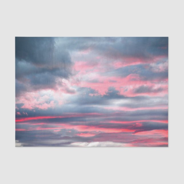Papel De Seda Nubes Hermoso Rosa Blanco Azul Cielo (Anverso)