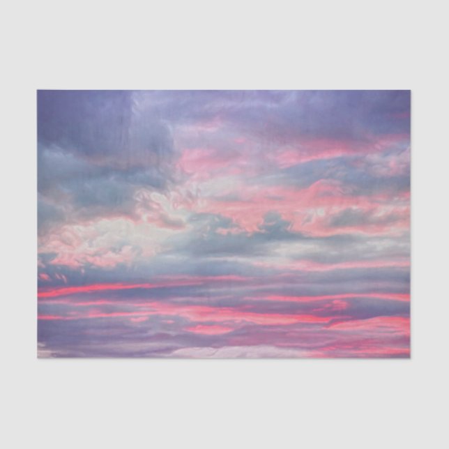Papel De Seda Nubes Hermoso Rosa Blanco Azul Pintado Cielo (Anverso)