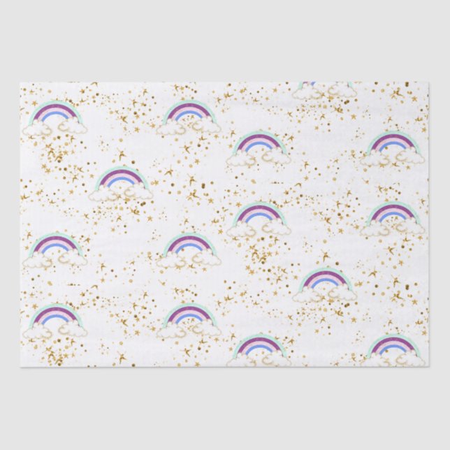 Papel De Seda Nubes Y Estrellas De Arcos De Lluvia (Anverso)