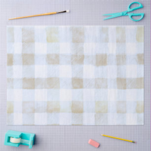 Papel De Seda Nuestra pequeña fiesta de bebé de gingham azul Niñ