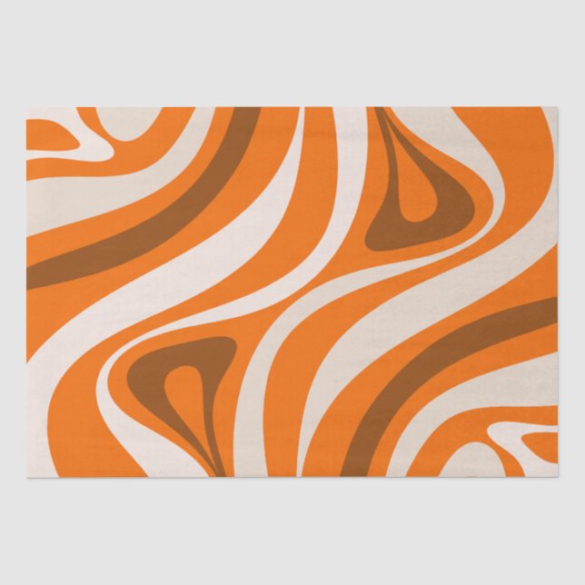 Papel De Seda Nuevo Naranja Brown Patrones abstractos de Groove  (Anverso)