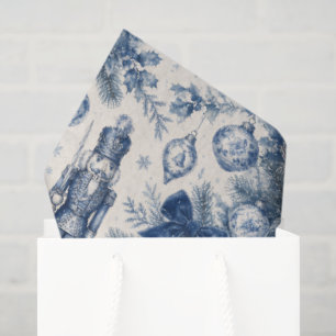 Papel De Seda Nuez de Cracker Azul Polvoriento Vintage de Navida