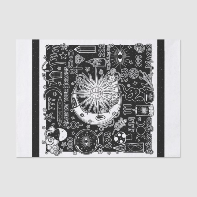 Papel De Seda Numerología afortunada que manifiesta magia negra  (Anverso)