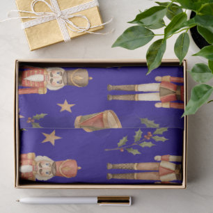 Papel De Seda Nutcracker y tambor de Navidad en acuarela clásica