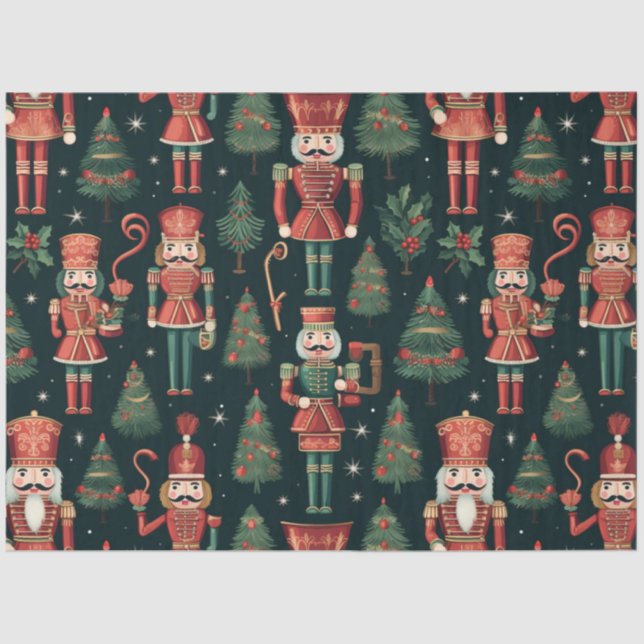 Papel De Seda Nutcrackers Árboles de Navidad y Navidades de estr (Anverso)