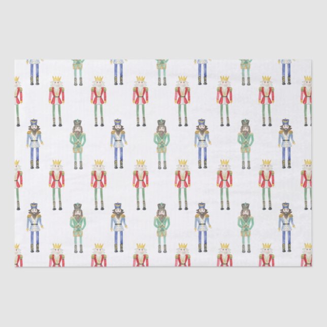 Papel De Seda Nutcrackers de Navidades de acuarela (Anverso)