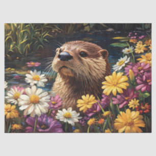 Papel De Seda Nutria y flores silvestres coloridas de primavera