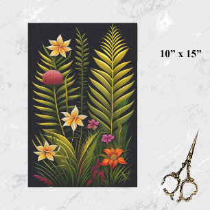 Papel De Seda Obras de arte floral verde tropical pequeñas