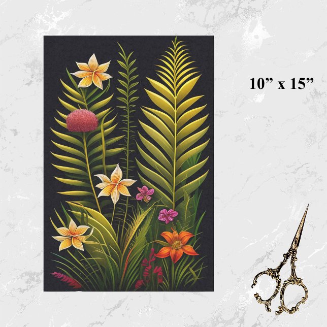 Papel De Seda Obras de arte floral verde tropical pequeñas (Subido por el creador)