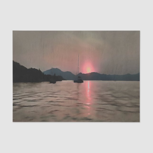 Papel De Seda Ocean Sunset Sailboat Sunset Bozburun Marmaris (Anverso)